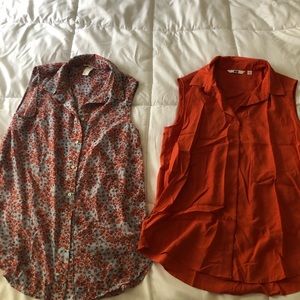 Bundle of TWO sleeveless blouses